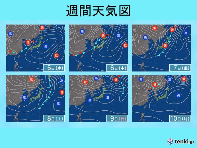 週後半は雨や風が強まる
