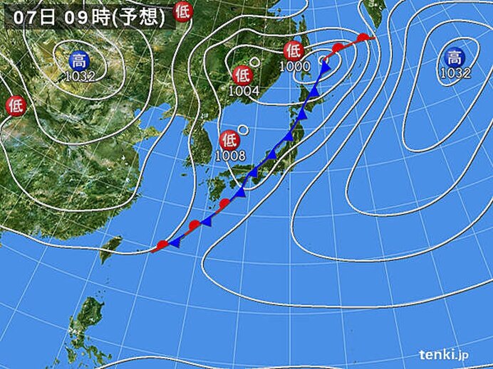 寒冷前線の動きゆっくり　大気の状態が不安定に