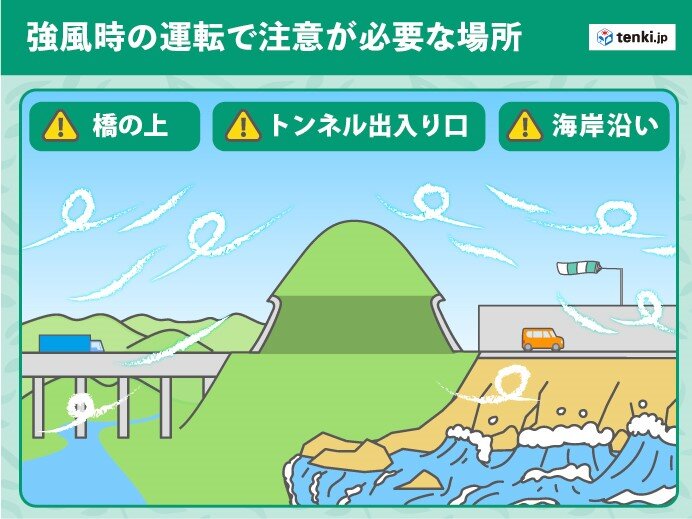 雨に加えて強い風　運転注意