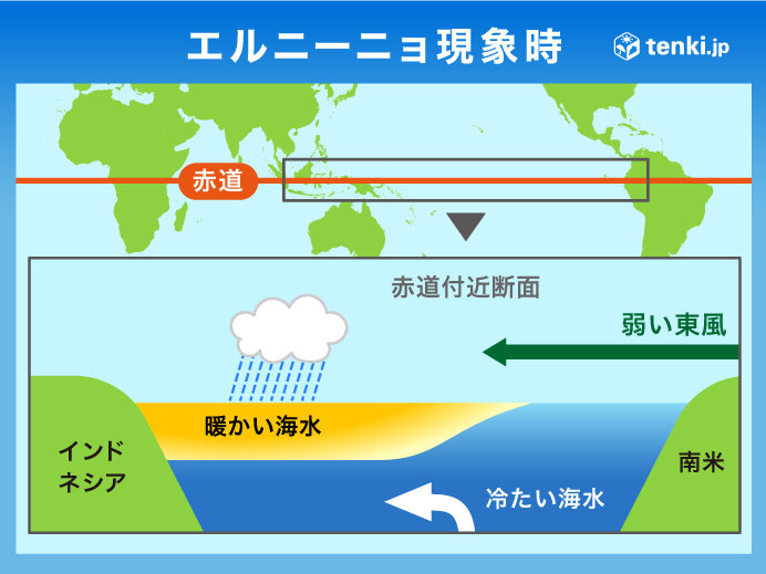 エルニーニョ現象の発生時　日本の夏の天候の傾向は?