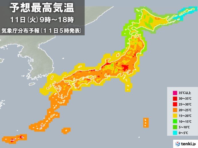 きょう11日　広く初夏の陽気　北陸や山陰など気温大幅アップで夏日の所も