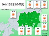 関東地方　きょう13日は晴れるが黄砂が飛来　15日は本降りの雨に