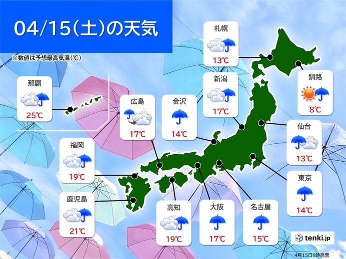 最高気温は昨日より大幅ダウン