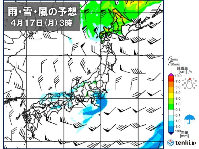 17日(月)～23日(日)　北海道で積雪　週の半ばは夏日