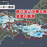 西日本に発達した雨雲　落雷も観測　今夜にかけて局地的強雨や落雷・突風に注意