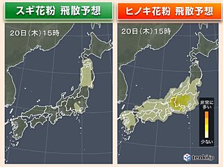 花粉シーズン終盤も　きょうは「ヒノキ花粉」を中心に飛散　あすは「黄砂」にも注意