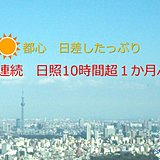 都心2日連続で日照10時間超　1か月ぶり