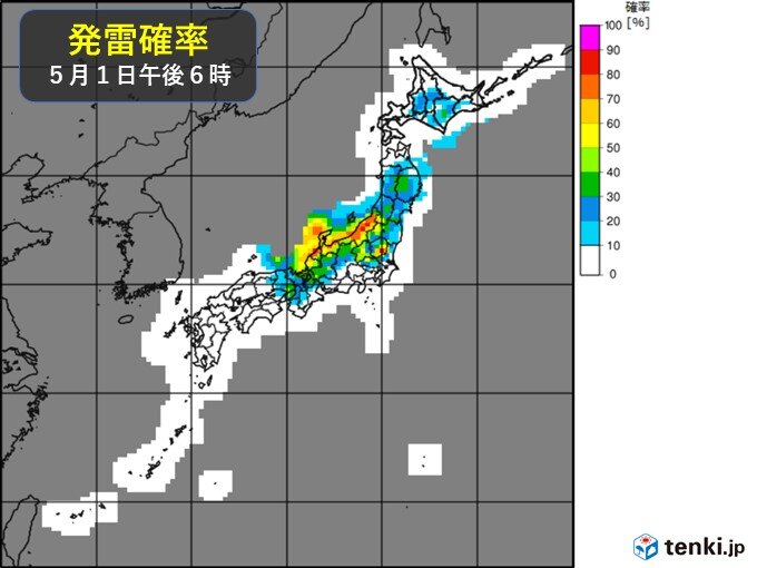 5月のスタートは大気の状態不安定　広範囲で急な雷雨の恐れ