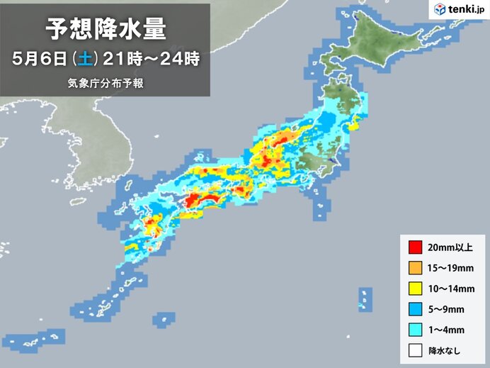 6日(土)夕方～夜　石川県珠洲市など激しい雨のおそれ