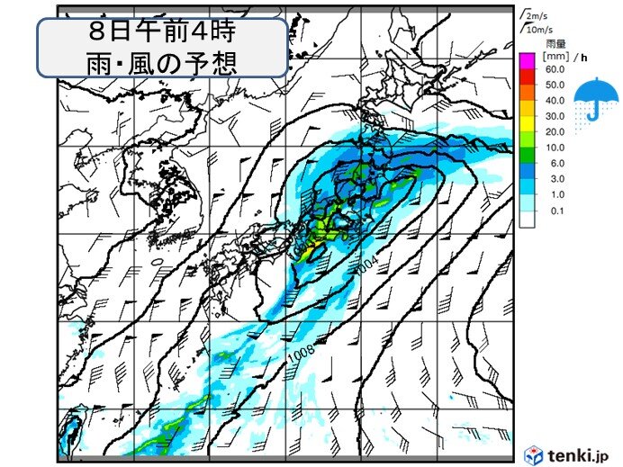 あす8日にかけて九州～関東は大雨に警戒　東北北部や北海道には雪雲がかかる