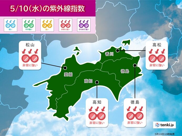 四国　あすにかけて晴天続く　5月は「光の夏」　紫外線対策を万全に