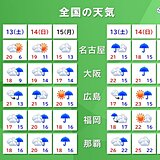 あす土曜　九州で激しい雨のおそれ　能登地方や千葉県　週明け月曜にかけて雨が長引く