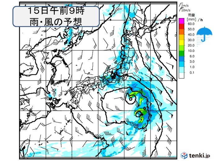 あす15日にかけて大雨の所も　九州～近畿を中心に雷雲が発生しやすい