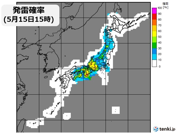 近畿や四国など大気不安定　晴れても急な雷雨・突風に注意　ひょうの降る恐れも