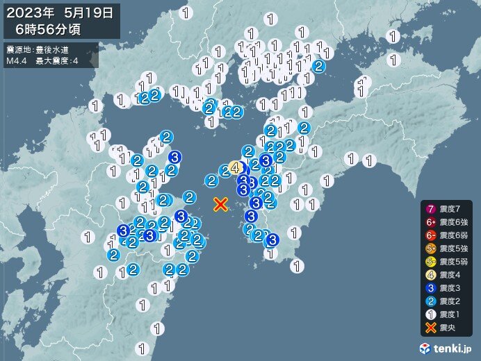 愛媛県で震度4の地震 津波の心配なし(気象予報士 日直主任 2023年05月19日) - tenki.jp