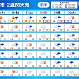 2週間天気　沖縄は週末から台風の影響大　九州から東北も雨の日が多い