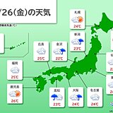 26日　北海道も汗ばむくらい　全国的に雲が広がりやすい　台風2号の影響27日から