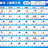 2週間天気　梅雨入り早々大雨となる所も　台風と前線の動きに十分注意