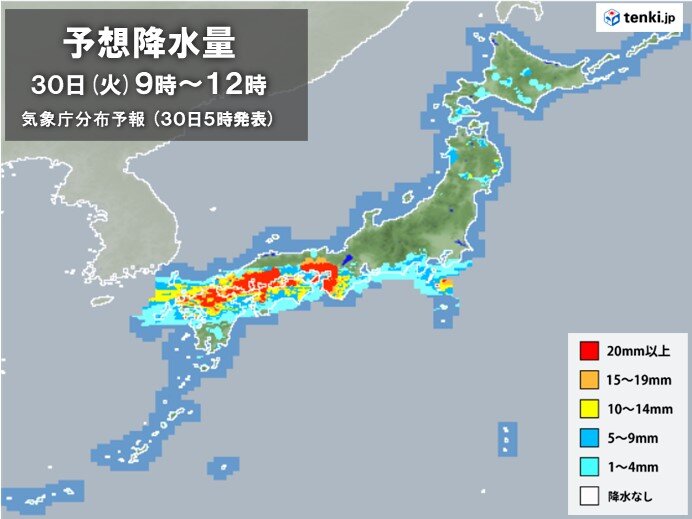 30日　梅雨入り早々　西日本は局地的に大雨　北日本を中心に急な雨に注意