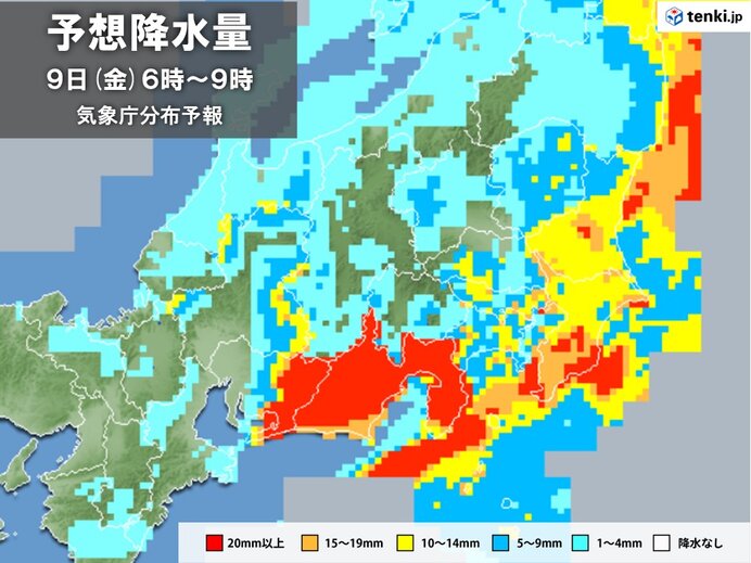 関東甲信地方　あす9日の未明から朝　激しい雨　警報級の大雨の恐れ