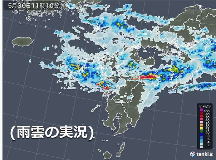 九州　30日～31日　梅雨前線ゆっくり南下　局地的に激しい雨　台風2号の動きは