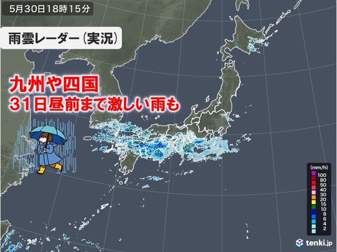 31日昼前まで九州や四国で雷雨も 伊豆諸島で警報級大雨恐れ 沖縄は高波