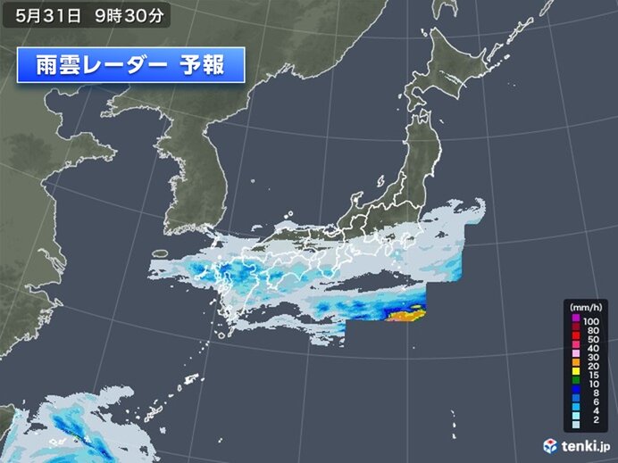 31日　九州や四国は昼頃まで雷雨　近畿～関東は朝まで雨　台風が近づく沖縄は荒天