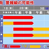 あす2日　「災害級の大雨」の恐れ　線状降水帯発生の可能性も　避難の心構えを