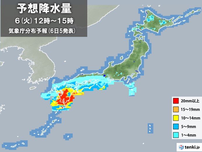 きょう6日　九州南部は昼前後に滝のような雨　北海道も午後は急な雷雨に注意