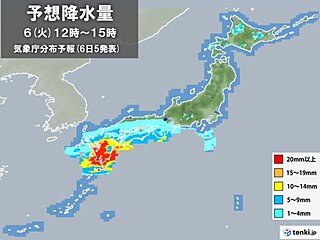 きょう6日　九州南部は昼前後に滝のような雨　北海道も午後は急な雷雨に注意