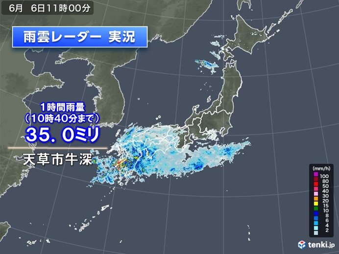 九州～近畿に雨雲　激しい雨が降った所も　午後は雨エリア拡大　東海や関東も所々で雨