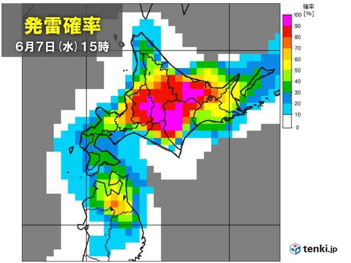 北海道と東北北部　大気の状態が非常に不安定