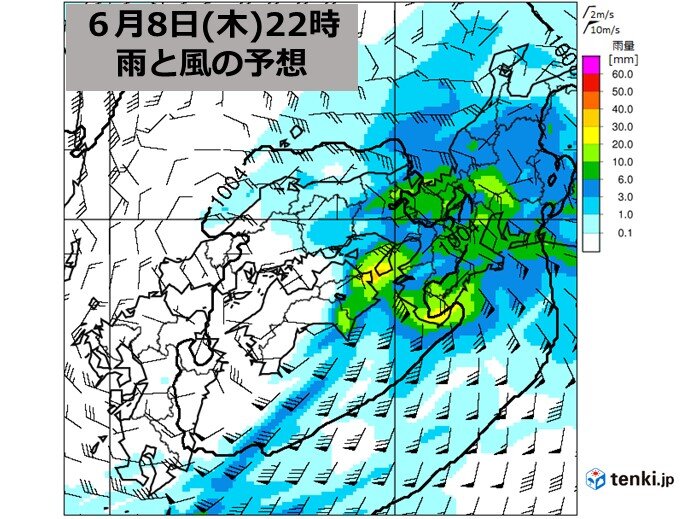 雨のピークは今夜遅くから9日(金)の明け方　局地的に滝のような雨も