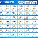2週間天気　金曜日頃までゲリラ雷雨に注意　土日は晴れて厳しい暑さ　沖縄は大雨警戒