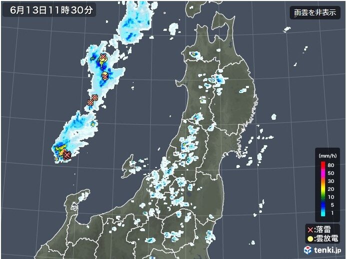 13日(火)　東北北部や山沿いを中心に天気の急変に注意