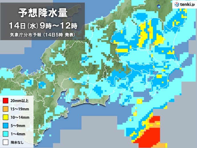 きょう14日の関東の天気　断続的に雨　朝の通勤通学時に雨脚強まる所も　ムシムシ