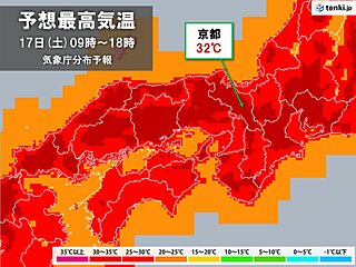 今週末の近畿地方は梅雨の中休みで晴れ　京都では32℃で真夏日　来週は梅雨空戻る