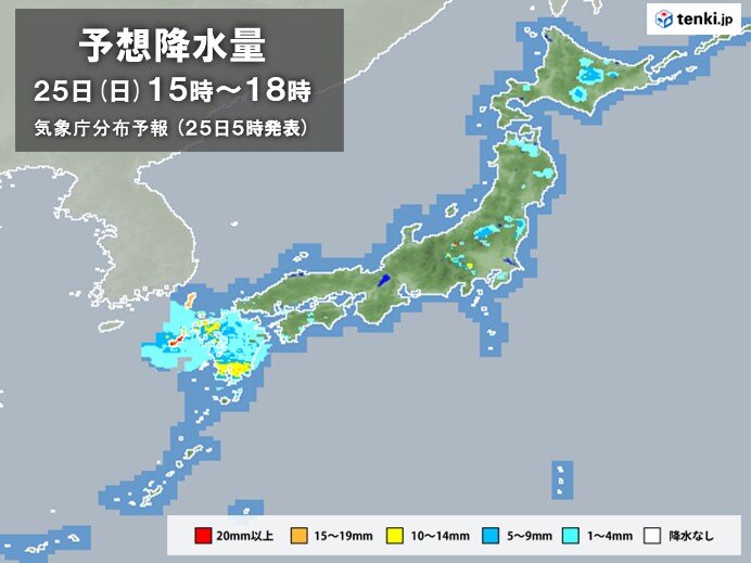 九州は雨脚強まる　関東以北はにわか雨に注意
