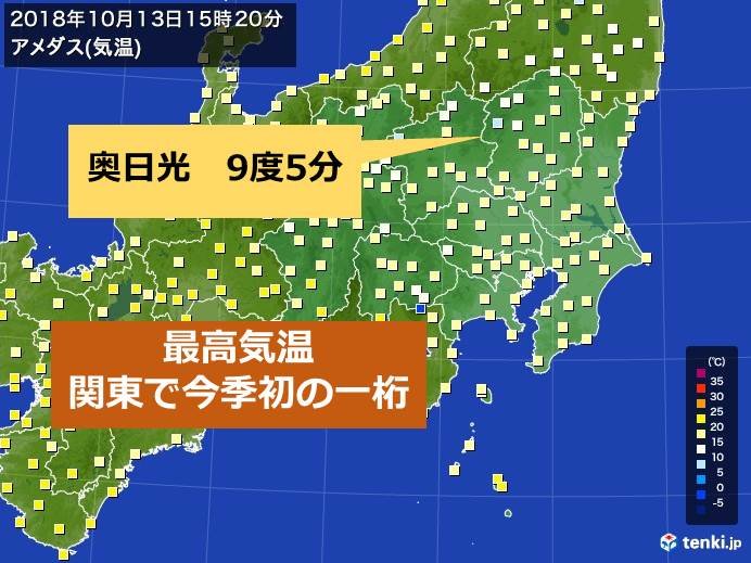 関東　今季初の一桁の最高気温