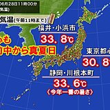 午前中から都心も30℃超　危険な暑さ警戒　熊本県で非常に激しい雨　天気急変に注意