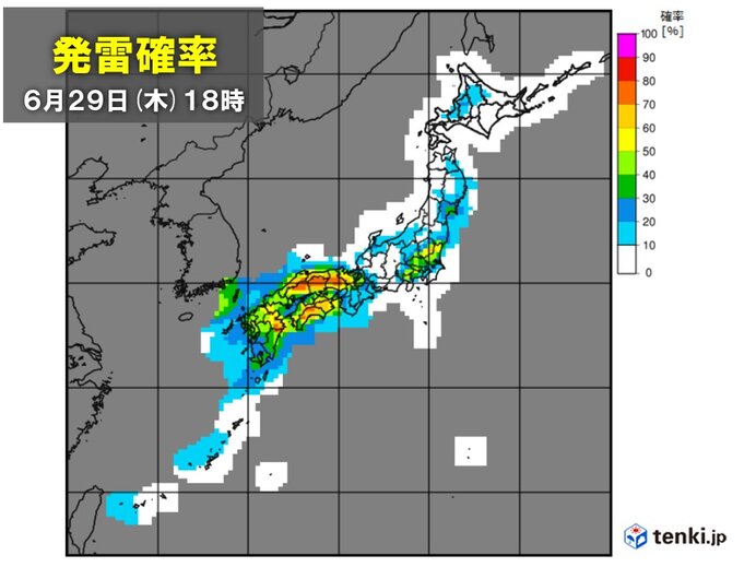 きょう29日も広く大気の状態が非常に不安定　ゲリラ豪雨の恐れ　落雷・突風にも注意