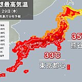 きょう29日　広く危険な暑さ　関東の内陸は猛暑日も　東京都心は今年一番の暑さ