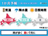 北海道の1か月予報　雨が多く暑い7月に