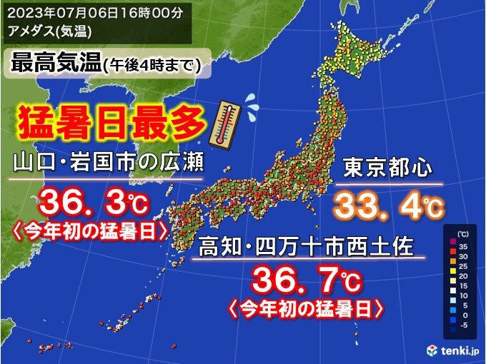 猛暑日が今年最多　都心で33℃超　あすは更に危険な暑さ　福島38℃　外出は控えて(気象予報士 日直主任)