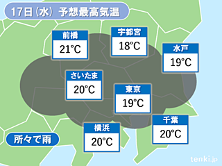 あす都心20度に届かず 関東寒さに注意!