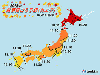 紅葉見ごろ予想(第3回) 日本気象協会