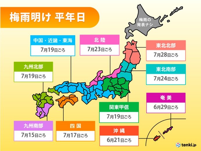 梅雨明けの平年日