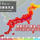 きょう18日　名古屋38℃予想　関東など40℃近い極端な暑さも　夜まで暑さ厳しい