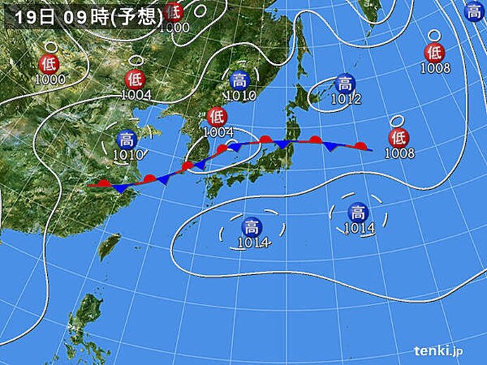 あす19日～20日は梅雨前線が南下　広く梅雨空　酷暑は収まる　次の猛暑はいつ?