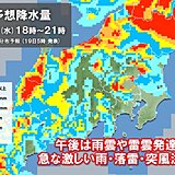 きょう19日の関東　午後は北部や埼玉で局地的に激しい雨　帰宅時も急な雨に注意